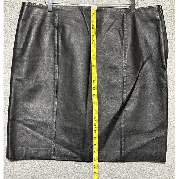 VTG Y2K Spiegel Black Leather Skirt Sz 16 Retro Rockabilly Biker Pinup EUC - Picture 4 of 8